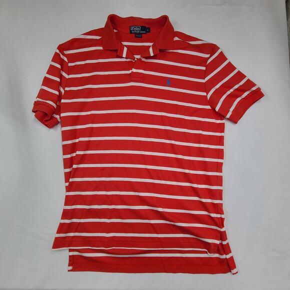 Polo by Ralph Lauren Polo Classic Preppy Sleeve Red White Stripes Cotton Mens L - Picture 8 of 14